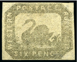 Stamp of Australia » Western Australia 1857-59 6d Grey-Black unused