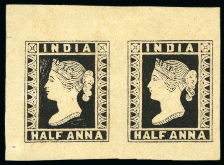 Stamp of India » 1854 Lithographs 1854-55 4a blue and red, 2nd printing, used vertical (*)