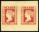 Stamp of India » 1854 Lithographs 1854-55 4a blue and red, 2nd printing, used vertical (*)