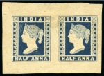 Stamp of India » 1854 Lithographs 1854-55 4a blue and red, 2nd printing, used vertical (*)