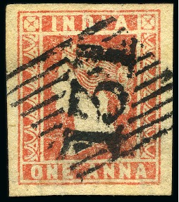 Stamp of India » Used Abroad » Persia 1854 1a red, die II, used with central '131' numeral in bars (*)