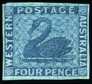 Stamp of Australia » Western Australia 1860-64 4d Blue with WATERMARK SIDEWAYS, unused