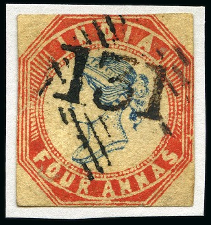 Stamp of India » Used Abroad » Persia 1854 4a red, 4th printing, used with central '131' numeral (*)