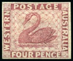 Stamp of Australia » Western Australia 1861 Colour trials group (5) on thin unwatermarked paper