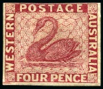 Stamp of Australia » Western Australia 1861 Colour trials group (5) on thin unwatermarked paper