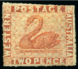 Stamp of Australia » Western Australia 1860-64 2d Orange-Vermilion rouletted 7 1/2 to 14 mint