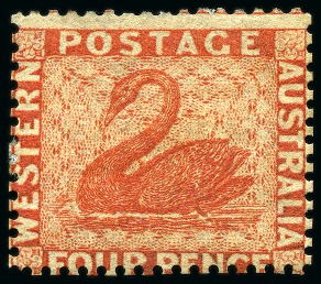 Stamp of Australia » Western Australia 1861 4d Vermilion perf.14 at Somerset House unused