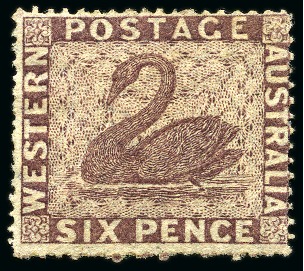 Stamp of Australia » Western Australia 1861 6d Purple-Brown intermediate perf.14-16 unused