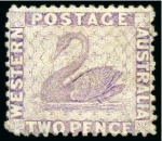 Stamp of Australia » Western Australia 1864-79 Wmk CC 2d MAUVE, ERROR OF COLOUR, unused