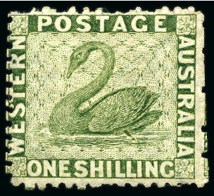Stamp of Australia » Western Australia 1863-64 and 1864-79 Mint/unused group incl. 1863-64 1s sage-green (2)