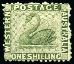 Stamp of Australia » Western Australia 1863-64 and 1864-79 Mint/unused group incl. 1863-64 1s sage-green (2)