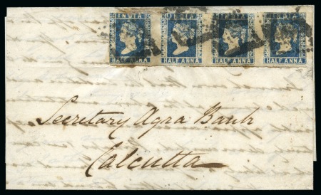 Stamp of India » 1854 Lithographs 1854 1/2a blue, die I, selection mounted and knowledgeably written up on album page (*)