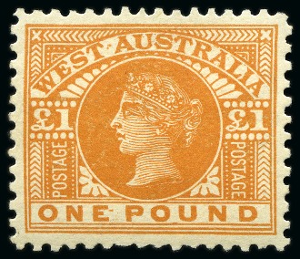 Stamp of Australia » Western Australia 1902-11 £1 Orange mint hr, very fine (SG £750)