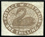 Stamp of Australia » Western Australia 1854-55 Selection incl. 1s pale brown pair, single and 1s grey-brown