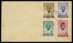 Stamp of India » Dominion 1948 Gandhi 1 1/2a, 3 1/2a, 12a and 10r, two complete sets tied on two unaddressed envelopes