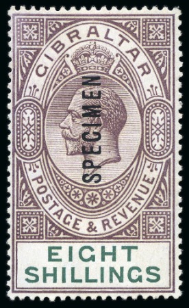 Stamp of Gibraltar 1921-27 Wmk Script CA 1/2d to 8s SPECIMEN set of 11