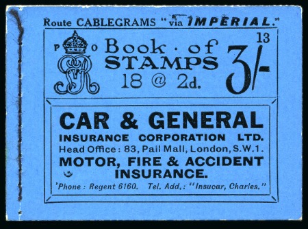 Stamp of Great Britain » Booklets 1921 3s Booklet, edition no.13, complete