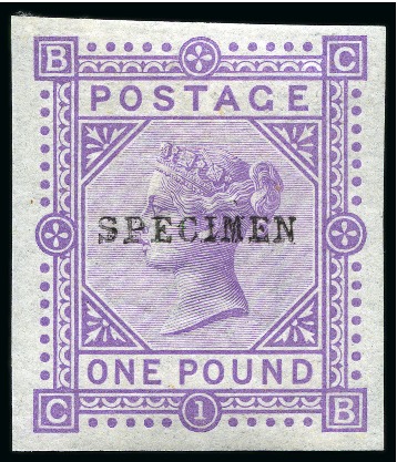 Stamp of Great Britain » 1855-1900 Surface Printed » 1867-83 High Values 1867-83 £1 Imperforate colour trial in purple