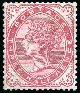 Stamp of Great Britain » 1855-1900 Surface Printed » 1880-81 Provisional Issue and 1881 1d Lilac 1880-81 1 1/2d Perforated colour trial in carmine-pink