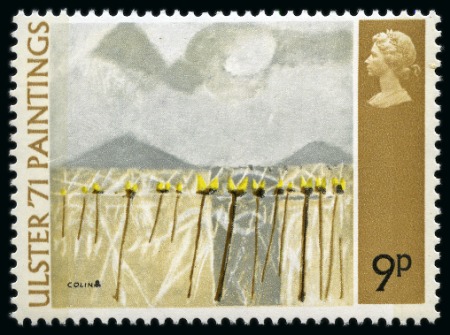 Stamp of Great Britain » Queen Elizabeth II 1971 Ulster Paintings 9p with ORANGE OMITTED (flowers), mint nh