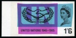 Stamp of Great Britain » Queen Elizabeth II 1965 20th Anniversary of United Nations (phosphor) 3d & 1s6d mint nh left hand marginal imperforate imprimaturs