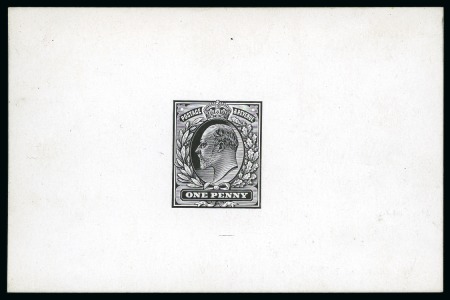 Stamp of Great Britain » King Edward VII » 1902-10 De La Rue Issues 1902-10 De La Rue 1d die proof in black on white glazed card