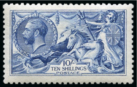 Stamp of Great Britain » King George V » 1913-19 Seahorse Issues 1915 De La Rue Seahorses 10s blue mint og