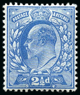 Stamp of Great Britain » King Edward VII » 1902-10 De La Rue Issues 1902-10 2 1/2d Colour trial perf.14 in dull blue on Crown watermarked paper