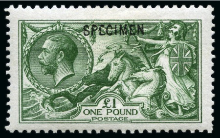 Stamp of Great Britain » King George V » 1913-19 Seahorse Issues 1913 Waterlow Seahorses 2s6d-£1 set of five, including both 2s6d shades, overprinted "SPECIMEN" type 26
