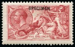 Stamp of Great Britain » King George V » 1913-19 Seahorse Issues 1913 Waterlow Seahorses 2s6d-£1 set of five, including both 2s6d shades, overprinted "SPECIMEN" type 26