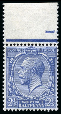 Stamp of Great Britain » King George V » 1924-36 Issues 1924-26 Wmk Block Cypher 2 1/2d blue mint nh with NO WATERMARK variety