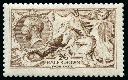 Stamp of Great Britain » King George V » 1913-19 Seahorse Issues 1915 De La Rue Seahorses 2s6d grey brown (worn plate) mint nh