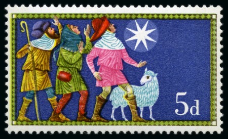 Stamp of Great Britain » Queen Elizabeth II 1969 Christmas 5d with GOLD OMITTED (Queen's head), mint nh