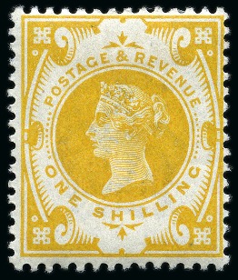 Stamp of Great Britain » 1855-1900 Surface Printed » 1887-1900 Jubilee Issue & 1891 £1 Green 1887-1900 Jubilee issue 1s colour trial in yellow