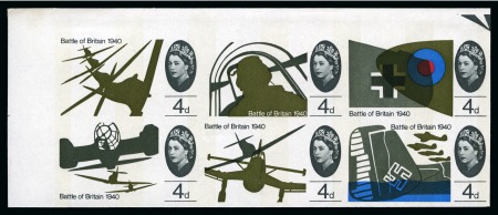 Stamp of Great Britain » Queen Elizabeth II 1966 Battle of Britain (phosphor) 4d se-tenant block imperforate imprimatur