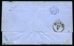 Stamp of Great Britain » 1854-1900 Postal History of the Perforated Line Engraved and Surface Printed Issues 1858 (Apr 24) Entire from London to Milan with stamps cancelled by an Anglo-French "GB/ 2f 62c" accountancy handstamp