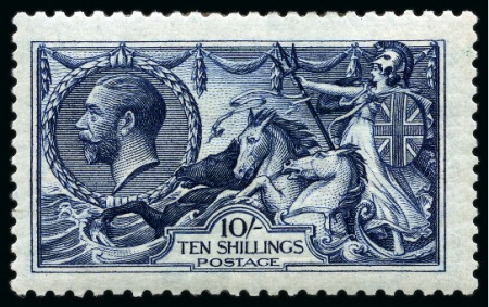 Stamp of Great Britain » King George V » 1913-19 Seahorse Issues 1913 Waterlow Seahorses 10s indigo mint nh, very fine