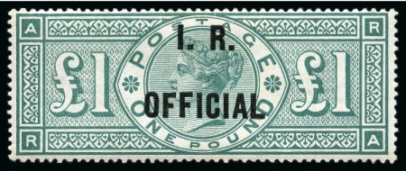 Stamp of Great Britain » Officials INLAND REVENUE: 1892 £1 Green I.R. Official mint nh