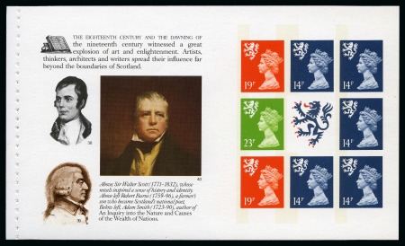 Stamp of Great Britain » Queen Elizabeth II 1989 The Scots Connection IMPERFORATE multi-value booklet pane of eight