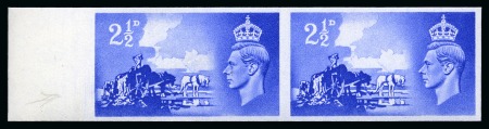 Stamp of Great Britain » Channel Islands 1948 Channel Islands Liberation 2 1/2d ultramarine imperforate imprimatur mint nh left marginal pair with "BPMA" handstamps on reverse