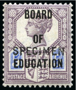 Stamp of Great Britain » Officials BOARD OF EDUCATION: 1902 5d Dull purple & blue mint nh with "SPECIMEN" type 15 overprint