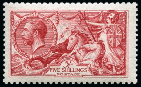 Stamp of Great Britain » King George V » 1913-19 Seahorse Issues 1913 Waterlow Seahorses 5s Rose Carmine mint nh