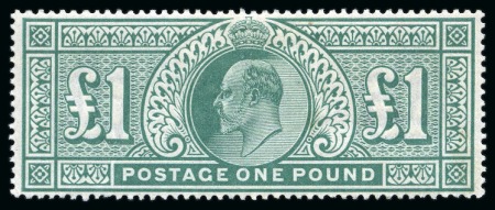 Stamp of Great Britain » King Edward VII » 1902-10 De La Rue Issues 1902-10 De La Rue £1 green mint hr