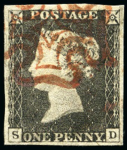 Stamp of Great Britain » 1840 1d Black and 1d Red plates 1a to 11 1840 1s Grey-Black pl.2 SD showing significant plate wear, with good to very good margins, red MCs