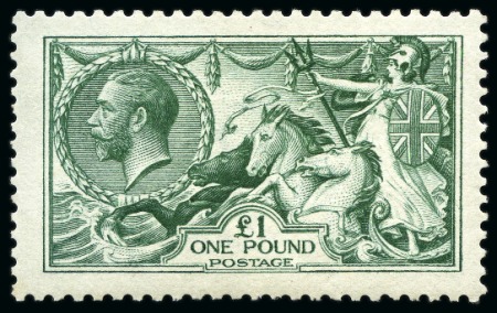 Stamp of Great Britain » King George V » 1913-19 Seahorse Issues 1913 Waterlow Seahorses £1 green mint