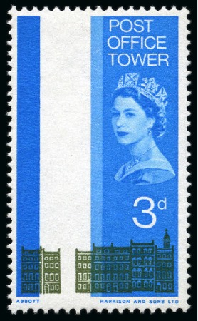 Stamp of Great Britain » Queen Elizabeth II 1965 Post Office Tower 3d with olive yellow TOWER OMITTED, mint nh