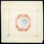 Stamp of India » 1854 Lithographs 1855 (?) 4a die proof in blue and red (issued colours) form the original engraved die