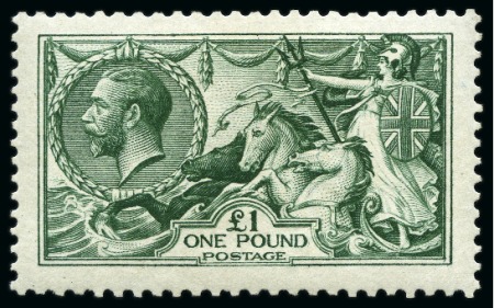 Stamp of Great Britain » King George V » 1913-19 Seahorse Issues 1913 Waterlow Seahorses £1 dull blue-green mint nh