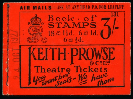 Stamp of Great Britain » Booklets 1924 3s Booklet, edition no. 131, each pane overprinted "CANCELLED" type 28
