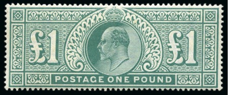 Stamp of Great Britain » King Edward VII » 1902-10 De La Rue Issues 1902-10 De La Rue £1 dull blue-green, mint, very fine